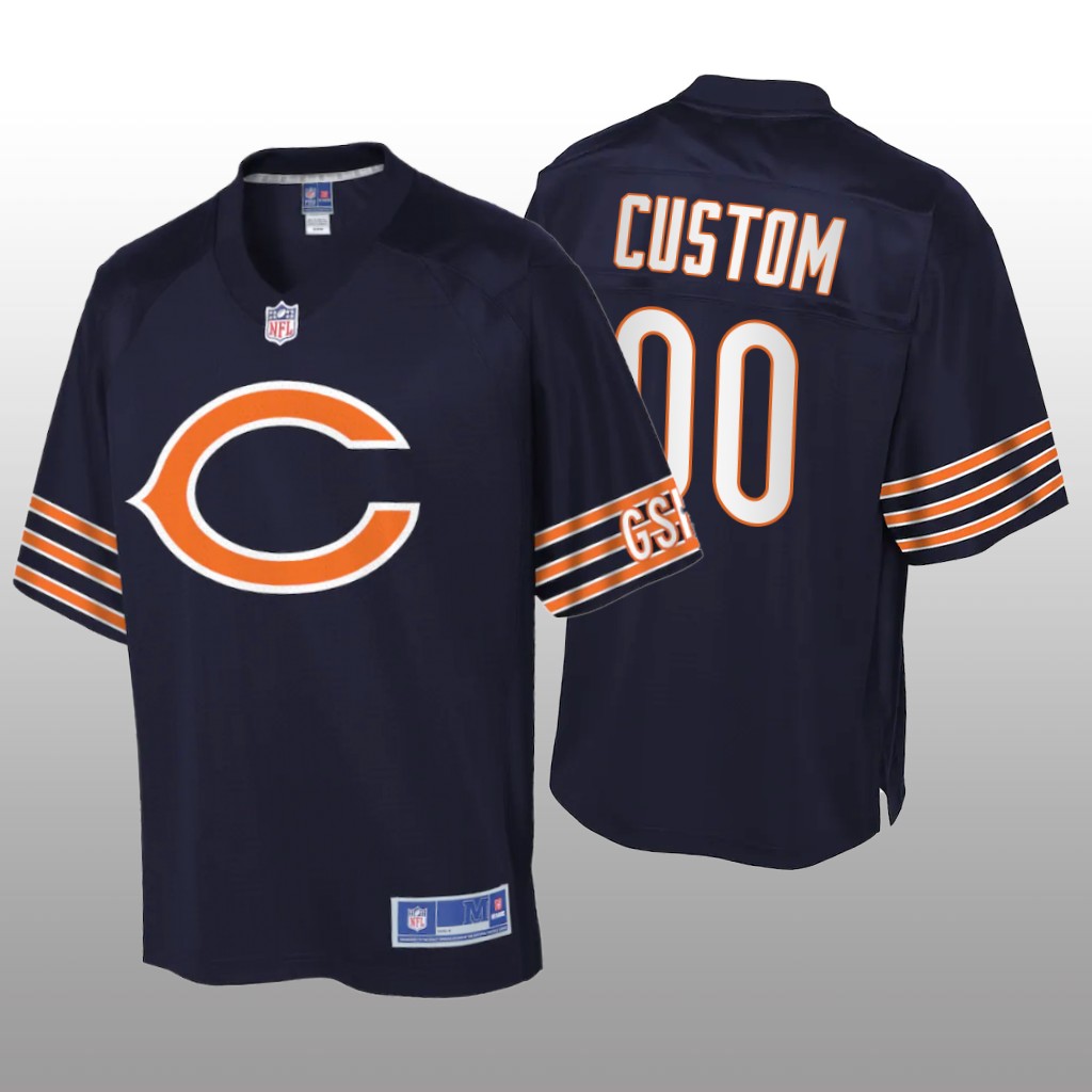 Custom Chicago Bears Pro Line Navy Icon Jersey