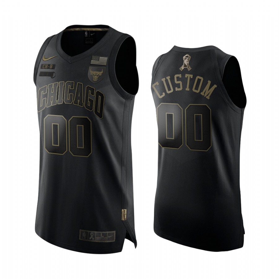 Custom Chicago Bulls 2020 Veterans Day Black Jersey