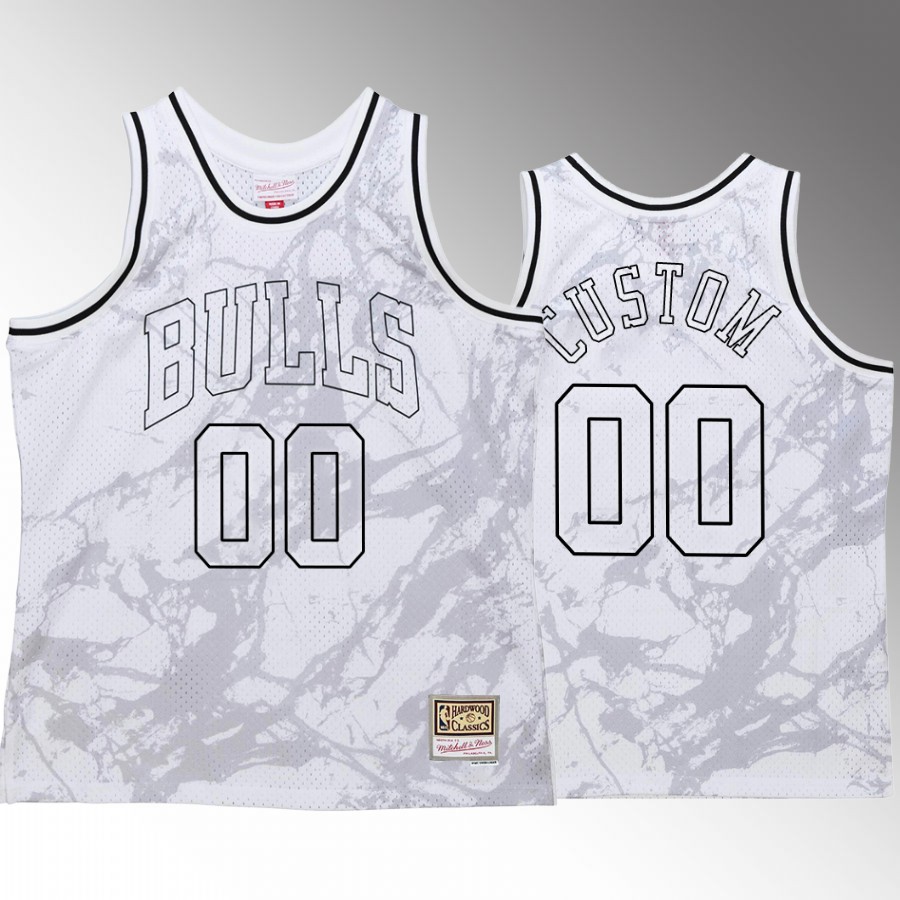 Custom Chicago Bulls Marble White Jersey Hardwood Classics