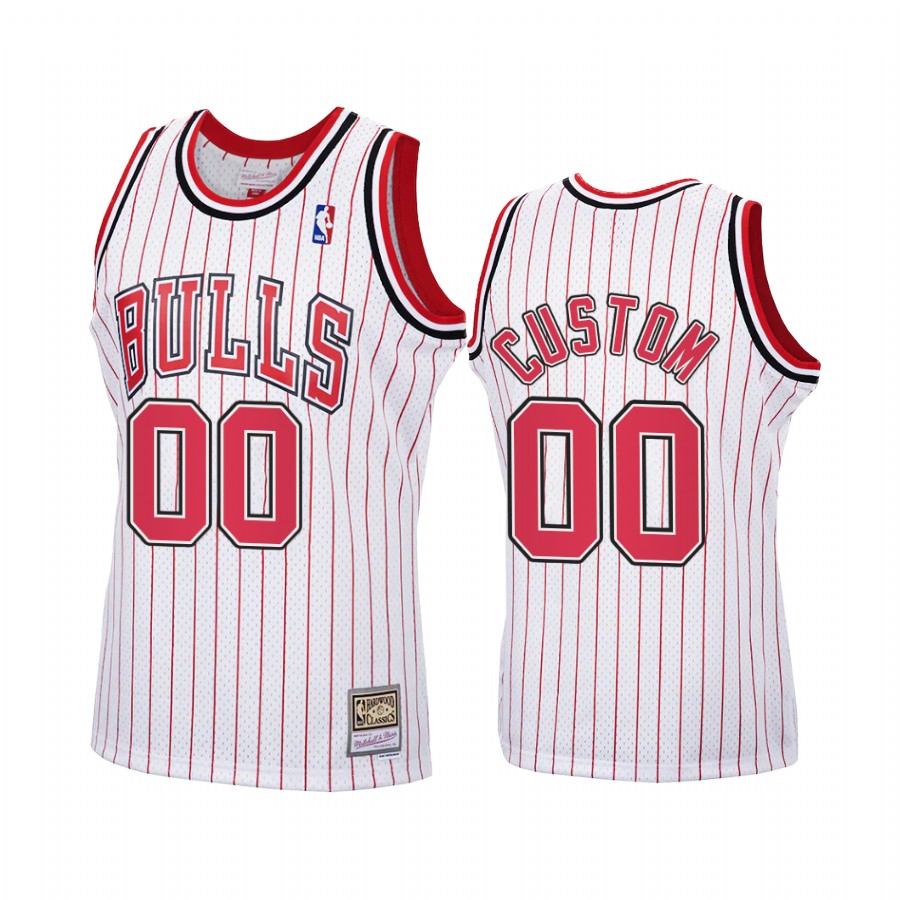 Custom Chicago Bulls White Jersey Reload Hardwood Classics