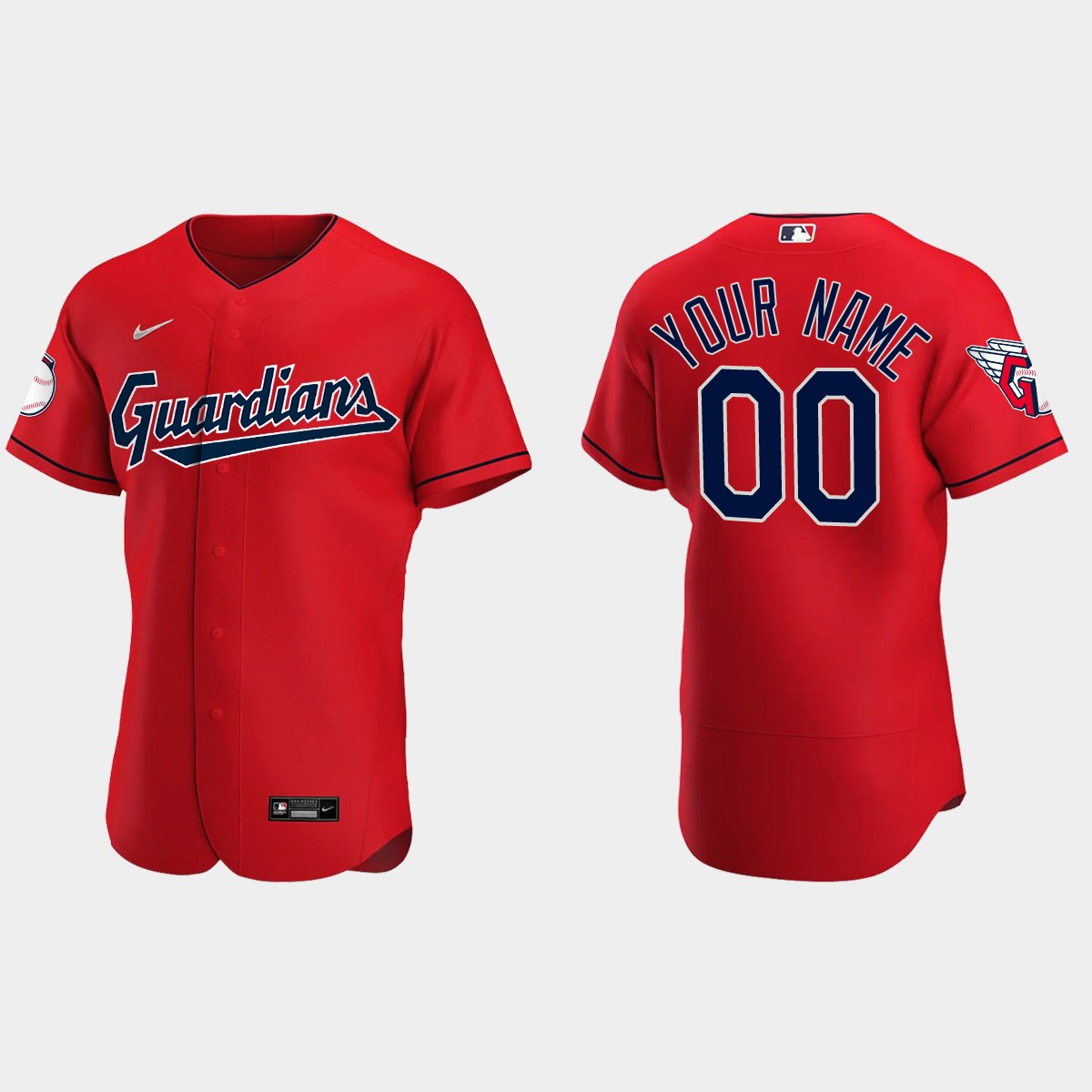 Custom Cleveland Guardians Alternate Jersey - Red