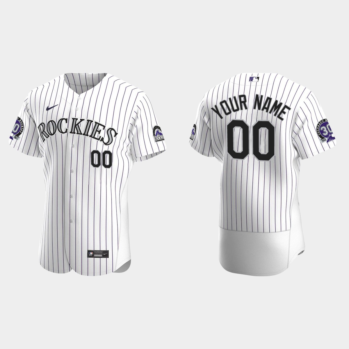 Custom Colorado Rockies 30th Anniversary Jersey - White Purple