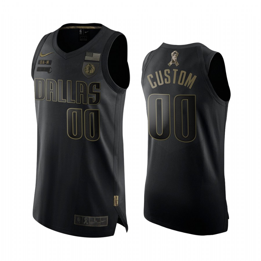 Custom Dallas Mavericks 2020 Salute To Service Black Jersey