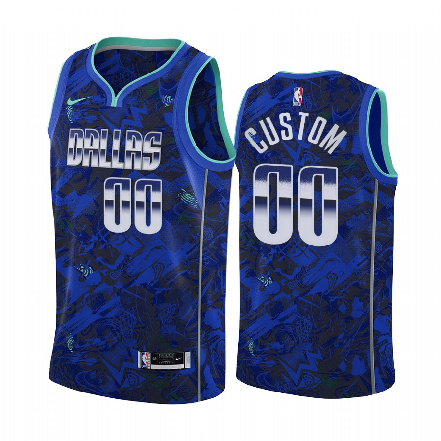 Custom Dallas Mavericks Select Series Royal Jersey Camo