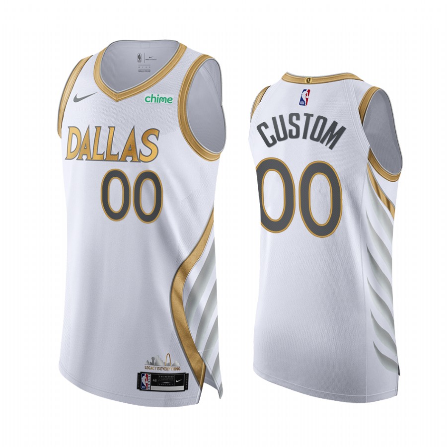 Custom Dallas Mavericks White City Edition 2020-21 Jersey
