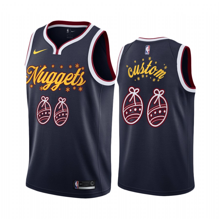 Custom Denver Nuggets 2020 Christmas Night Navy Jersey Festive Special Edition