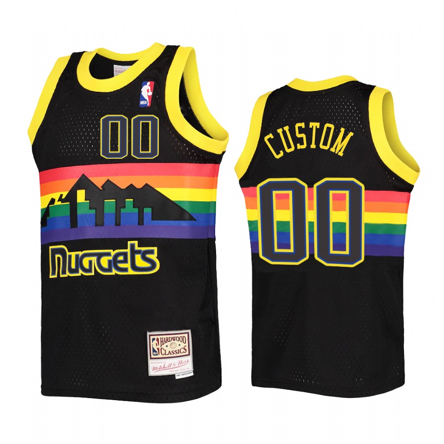 Custom Denver Nuggets Youth Black Reload Jersey Hardwood Classics