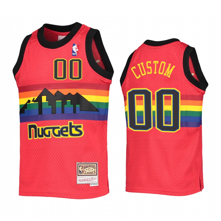 Custom Denver Nuggets Youth Red Reload Jersey Throwback