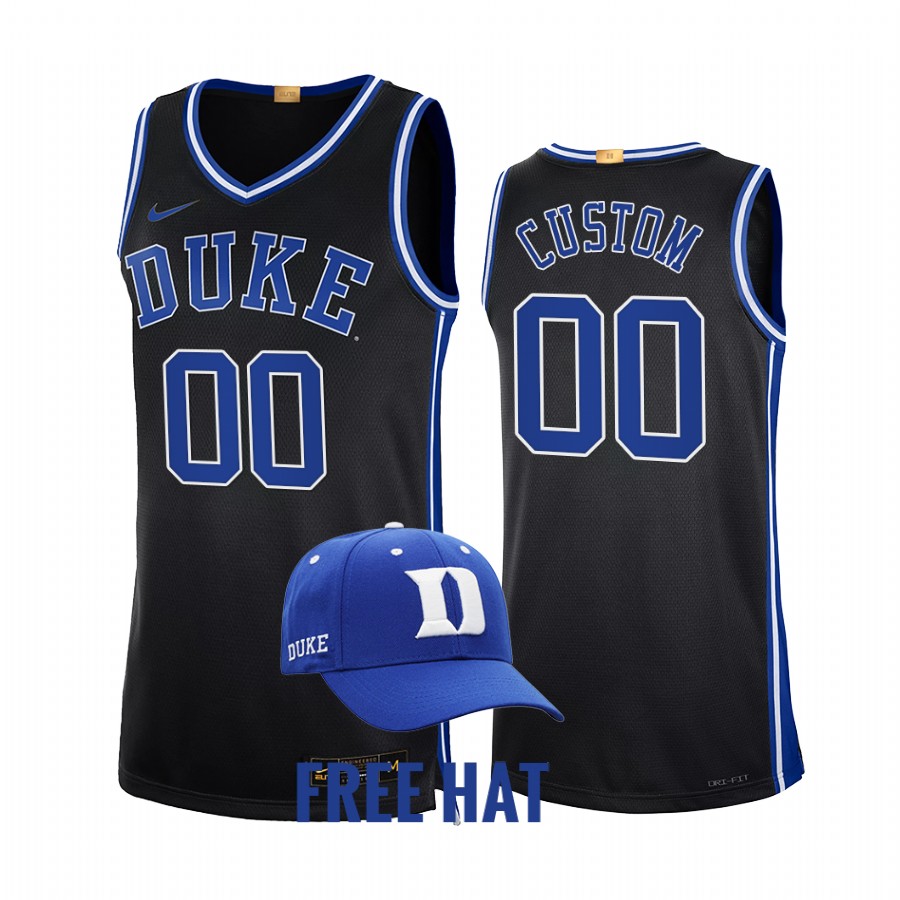 Custom Duke Blue Devils Black Jersey 2021-22 Limited Free Hat