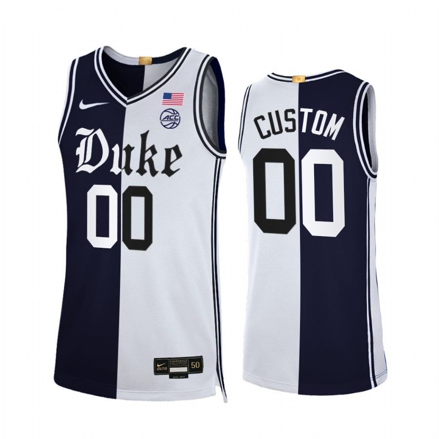 Custom Duke Blue Devils Black White Jersey 2021-22 Cameron Brotherhood Limited Split Edition