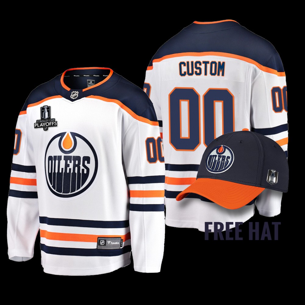 Custom Edmonton Oilers 2022 Pacific Conference Champions White Away Jersey