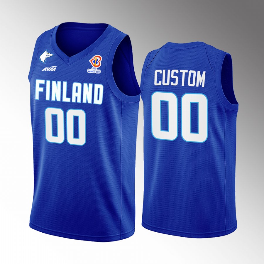 Custom Finland 2022 FIBA World Cup Blue Jersey Away #00