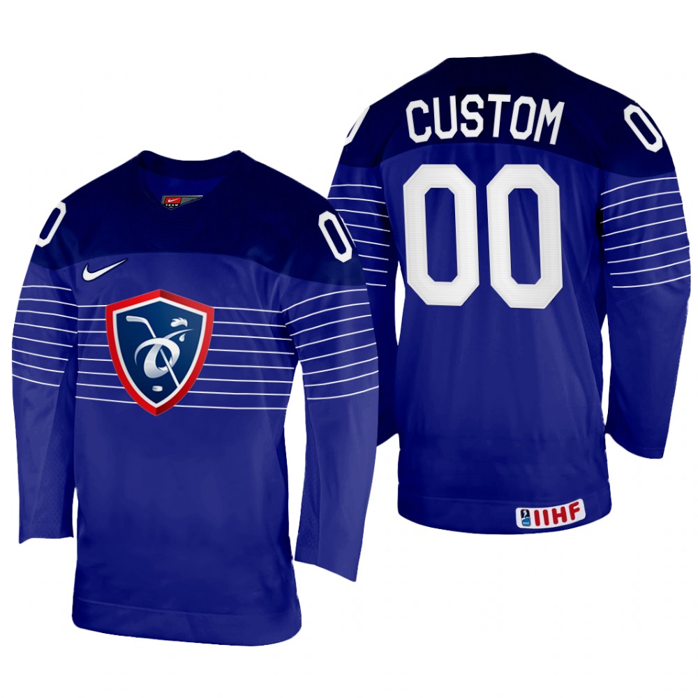 Custom France Navy Away Jersey 2022 IIHF World Championship