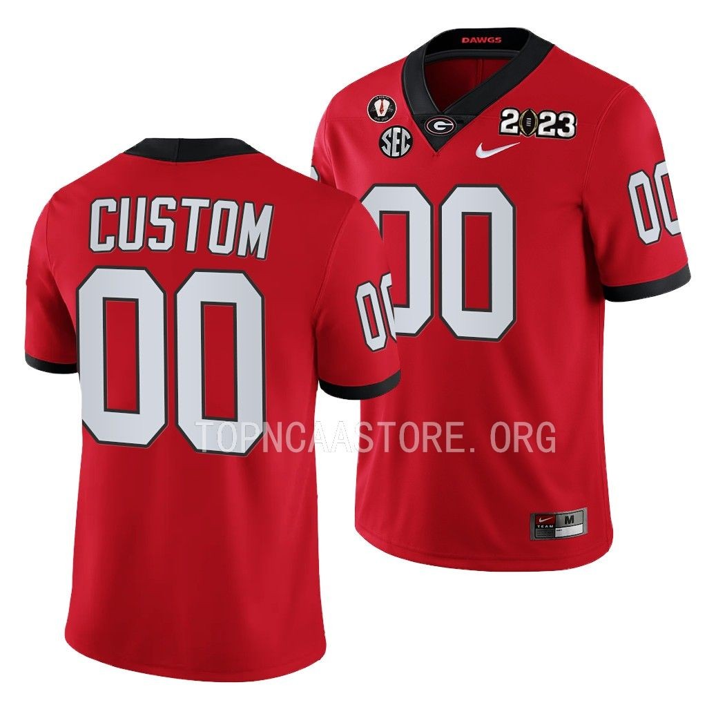 Custom Georgia Bulldogs 2023 National Championship #00 Jersey Men's Red College Playoff Uniform
