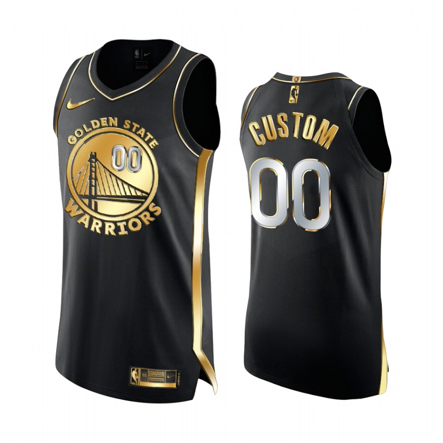 Custom Golden State Warriors 2020-21 Black Golden Edition Jersey 6X Champs