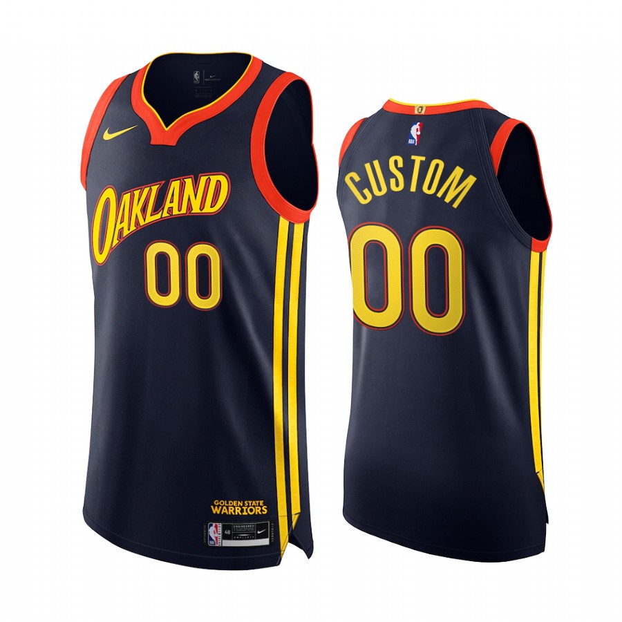 Custom Golden State Warriors Navy City Edition 2020-21 Jersey Player