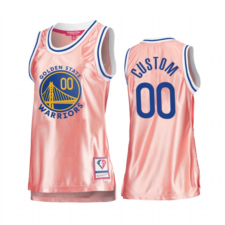Custom Golden State Warriors Rose Gold Jersey #00 Pink 75th Anniversary Women's Tank