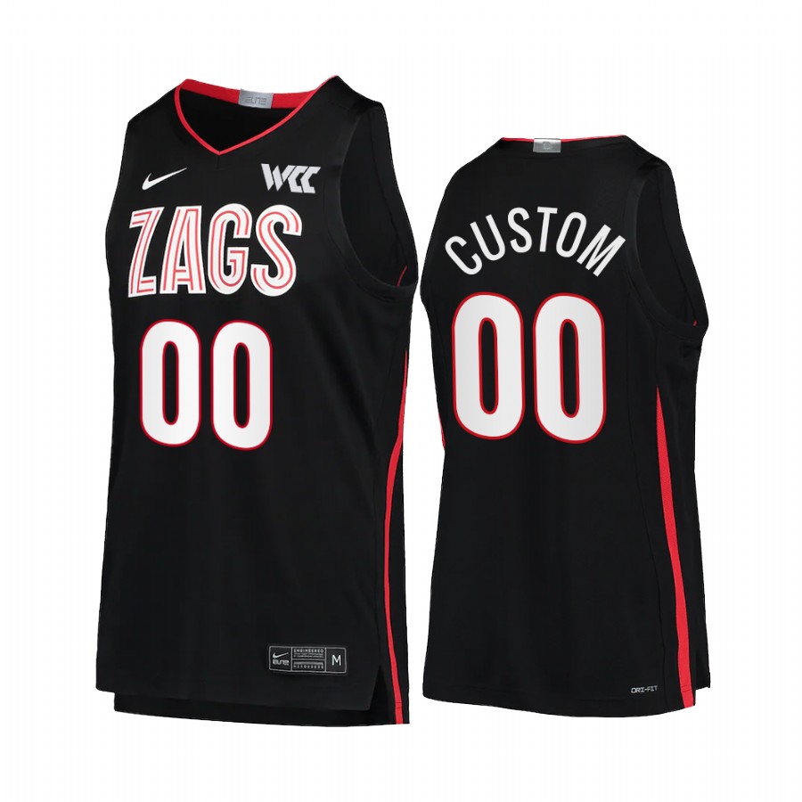 Custom Gonzaga Bulldogs Black Jersey 2022 College Limited