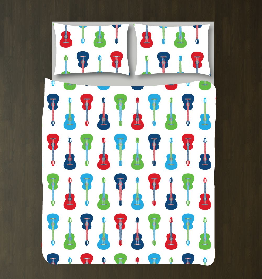 Custom Guitar Andhams Musicians Ingers Band Personalized Music Themed College Dorm Room White, Navy, Red, Turquoise, Light Green3D Customized Duvet Cover Bedding Set