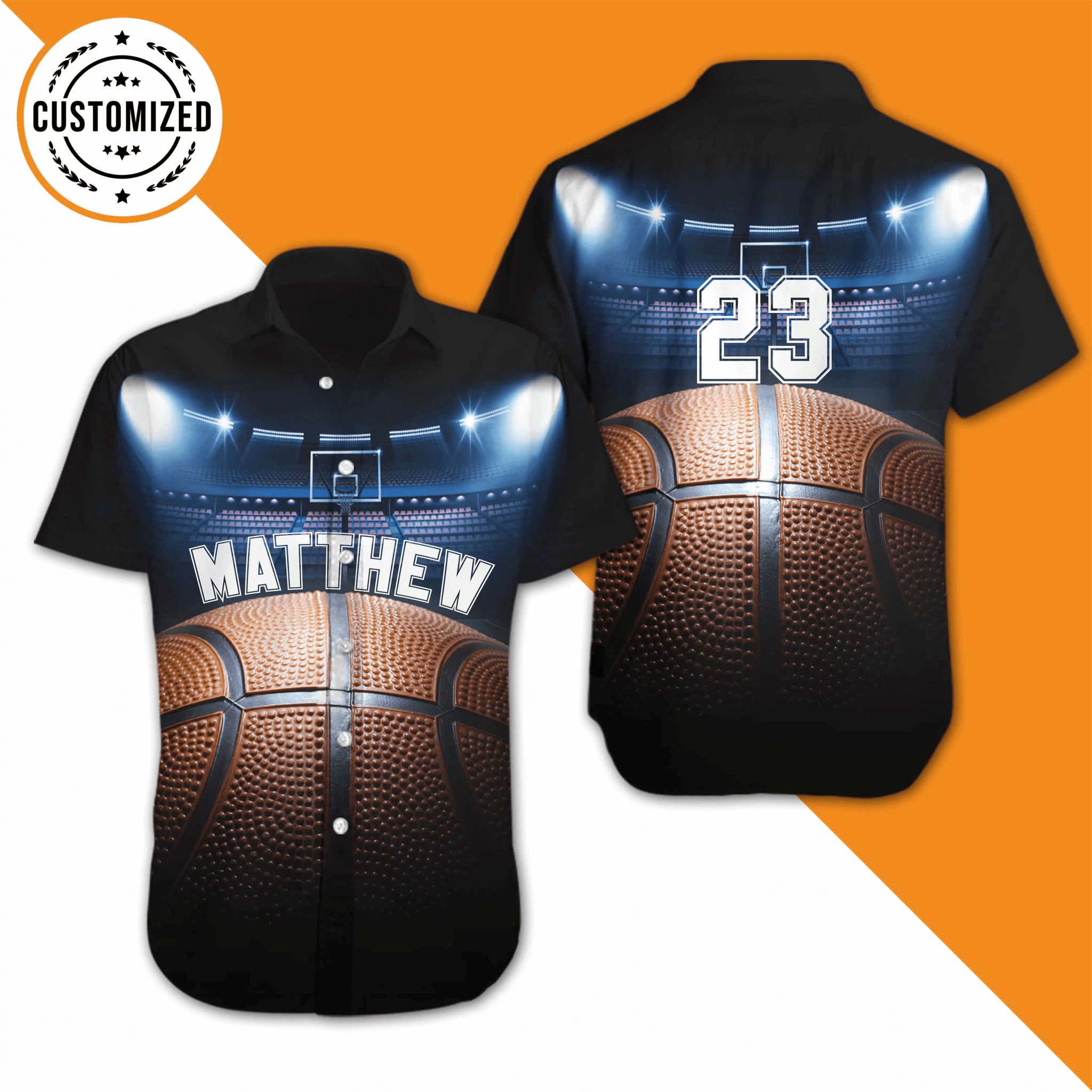 Custom Hawaiian Aloha Shirts Basketball Court With Name And Number