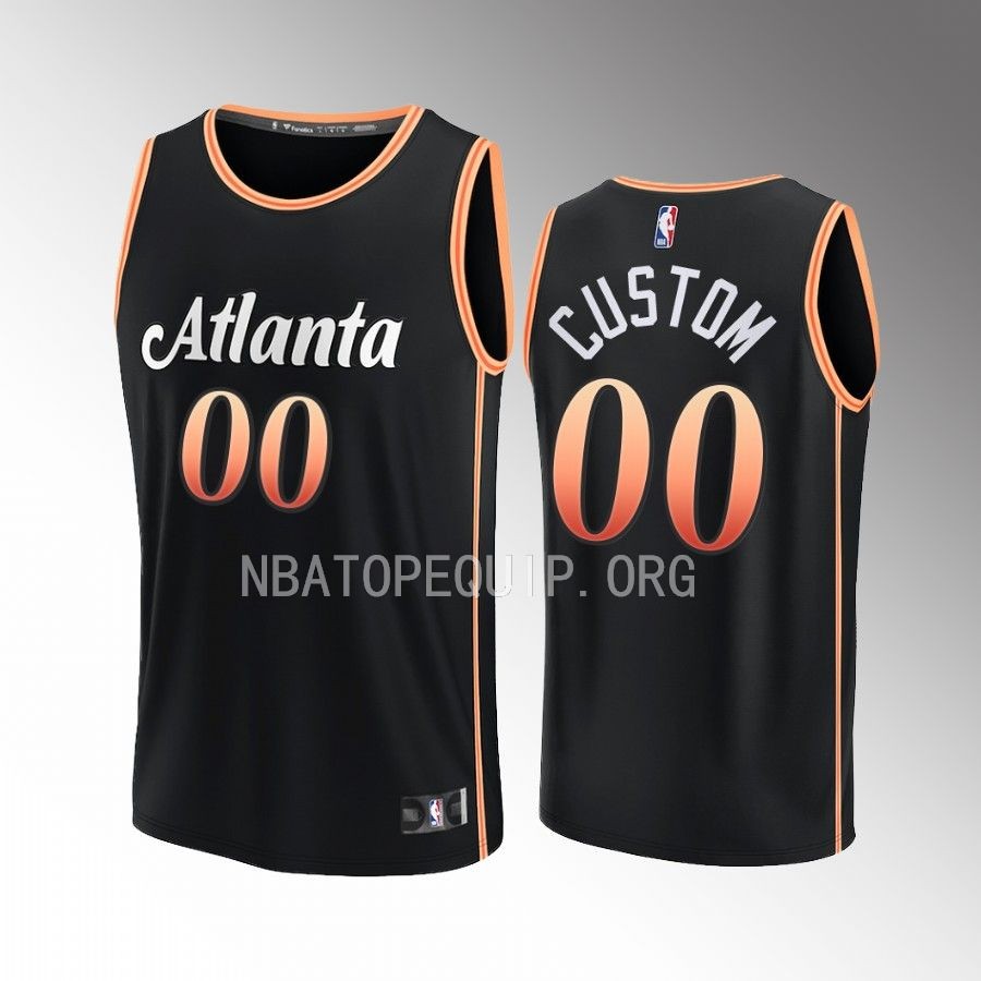 Custom Hawks #00 Black Jersey Fast Break Fastbreak 2022-23 City Edition