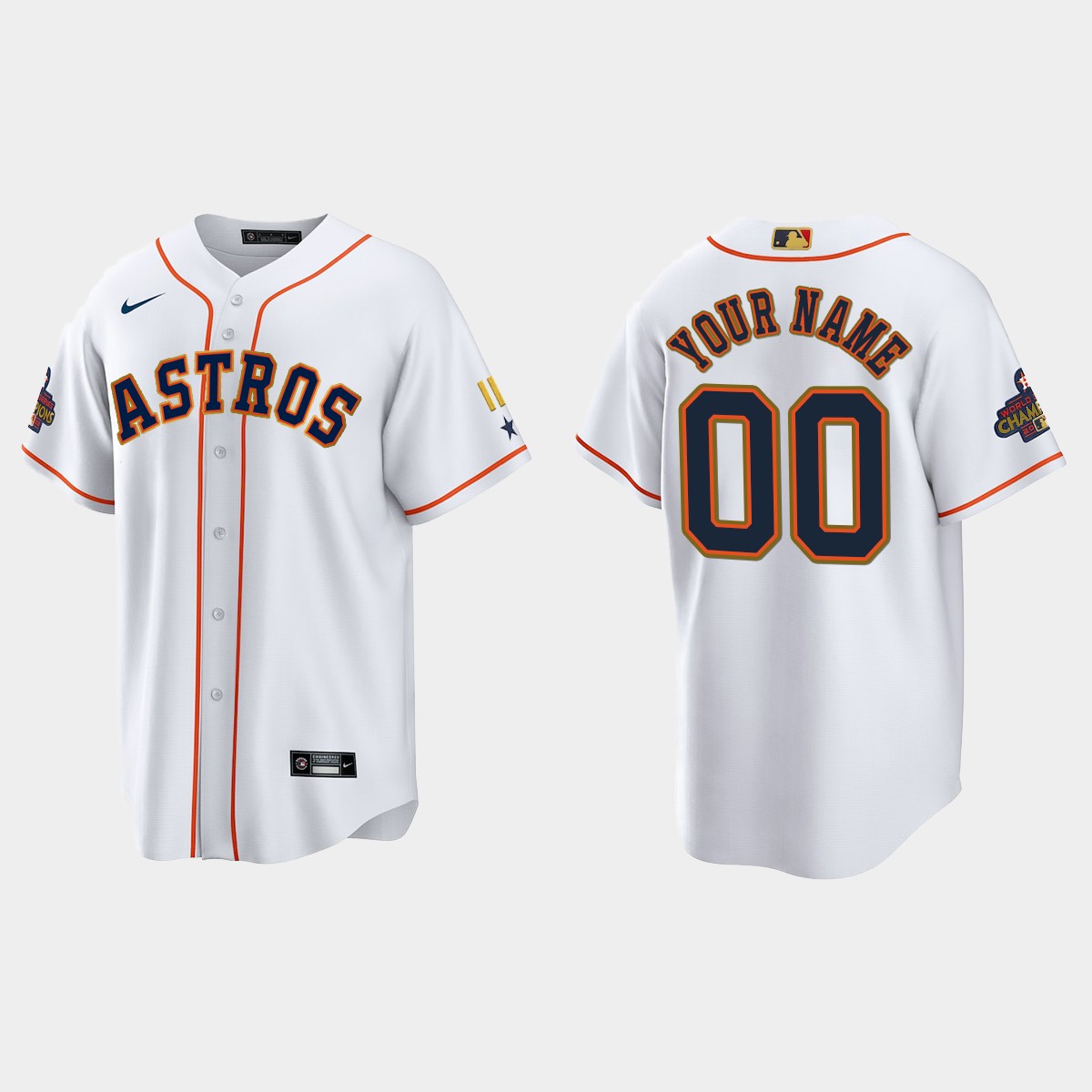 Custom Houston Astros 2023 Gold Program Jersey - White