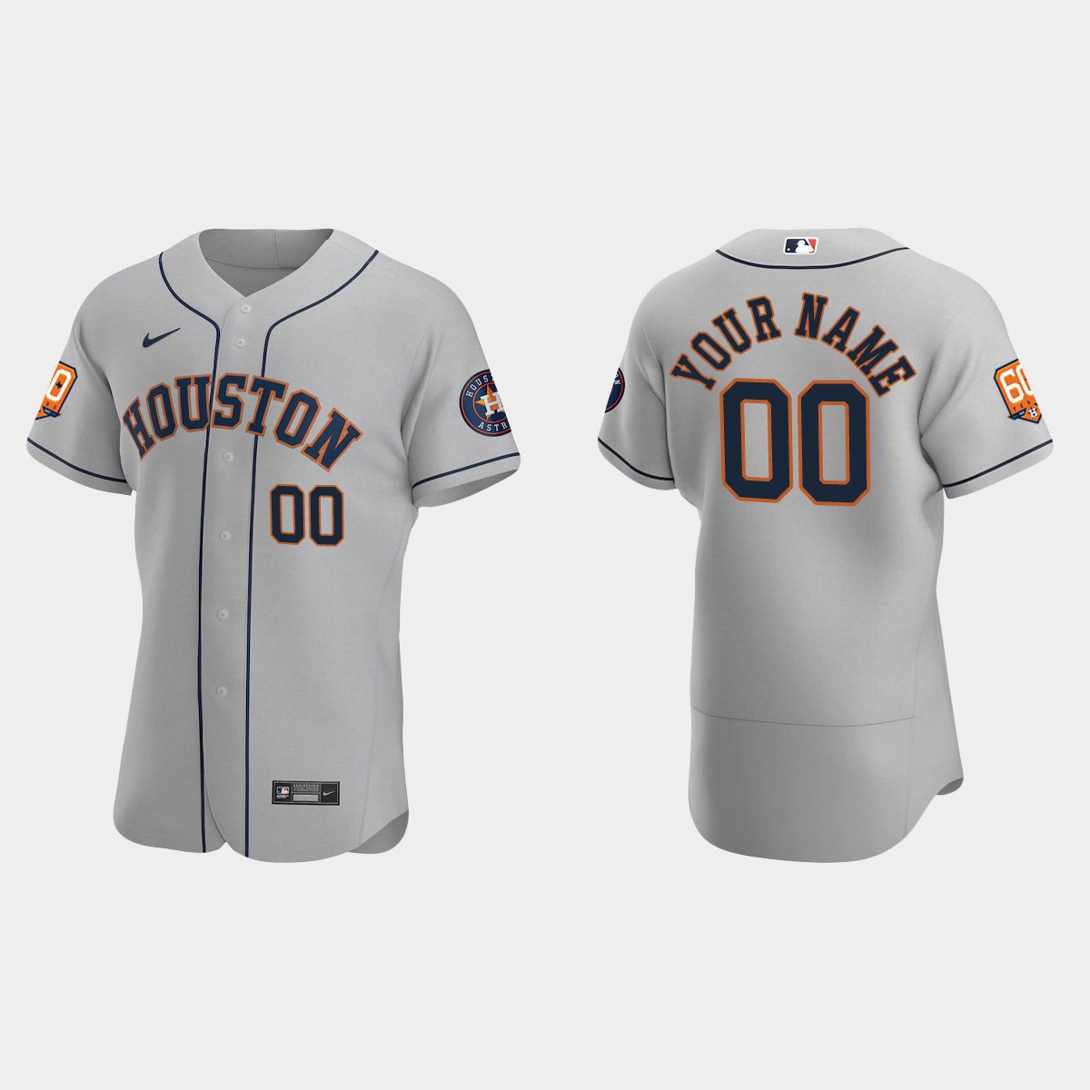 Custom Houston Astros 60th Anniversary Jersey - Gray