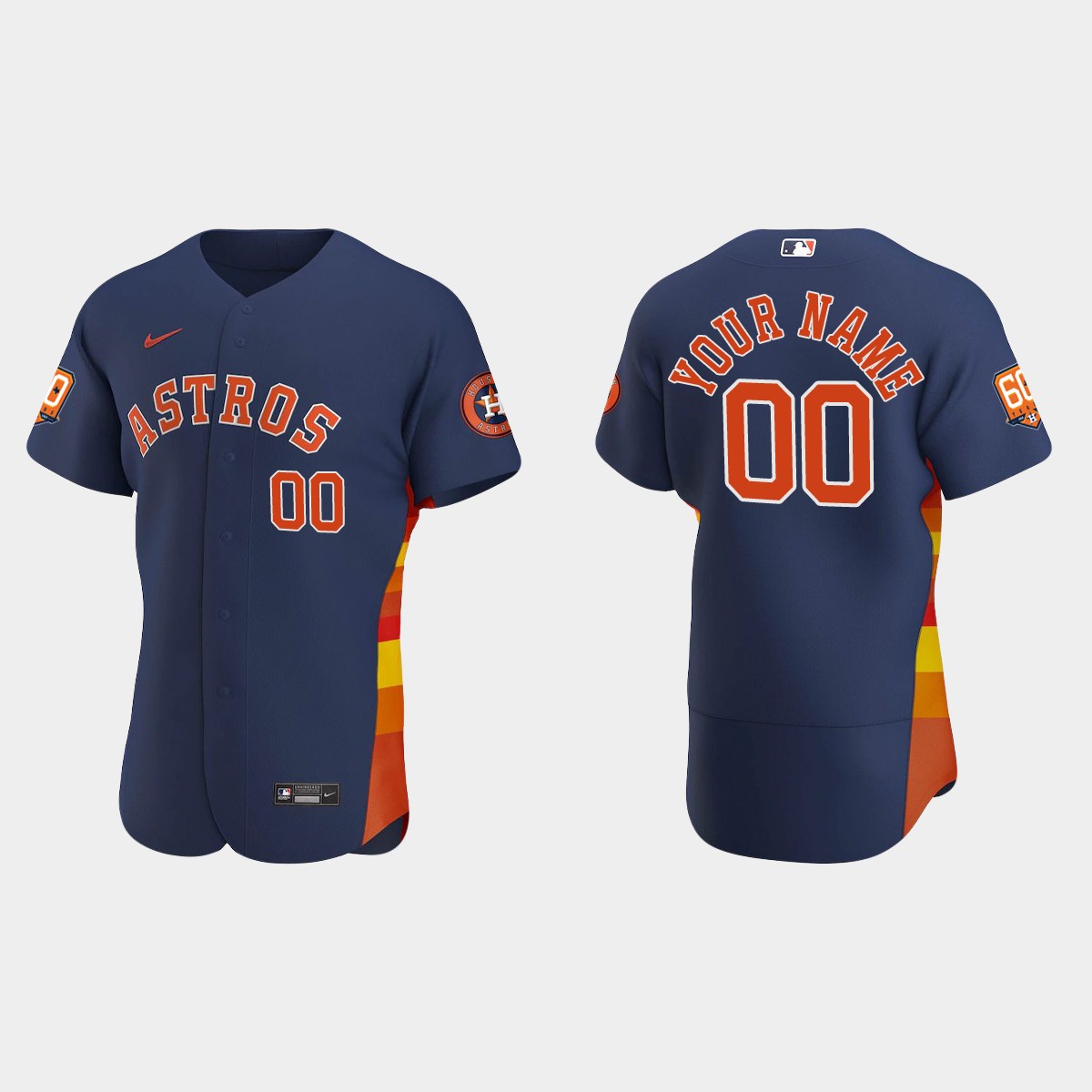 Custom Houston Astros 60th Anniversary Jersey - Navy