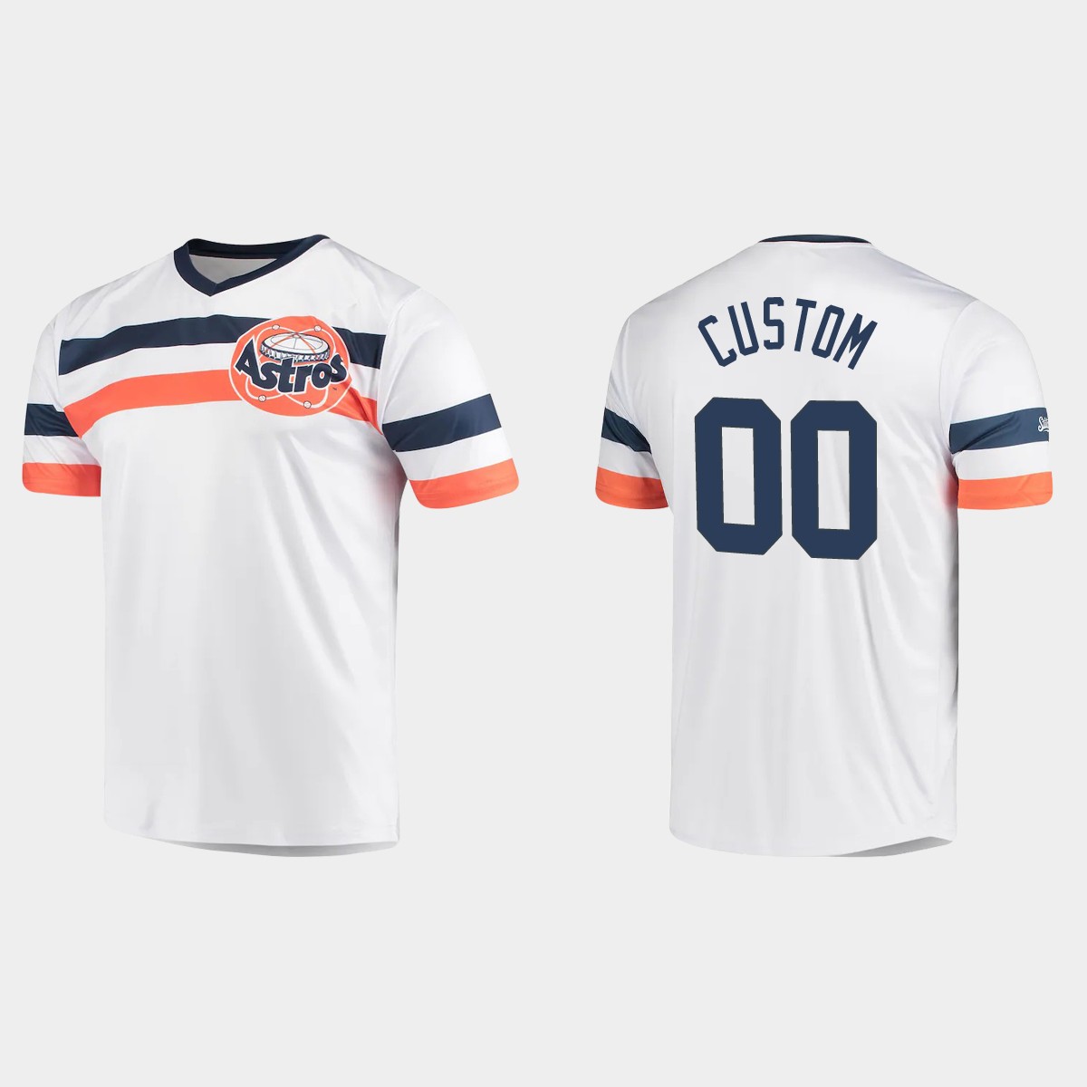 Custom Houston Astros Cooperstown Collection V-Neck Jersey - White