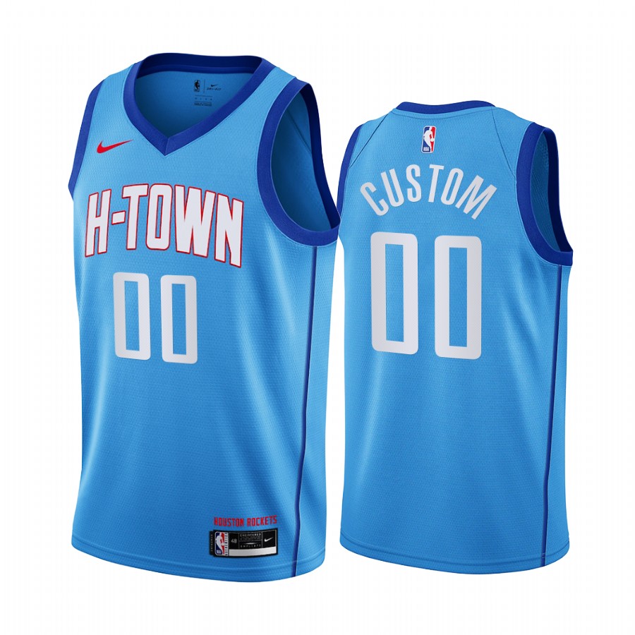 Custom Houston Rockets 2020-21 Blue City Jersey H-Town