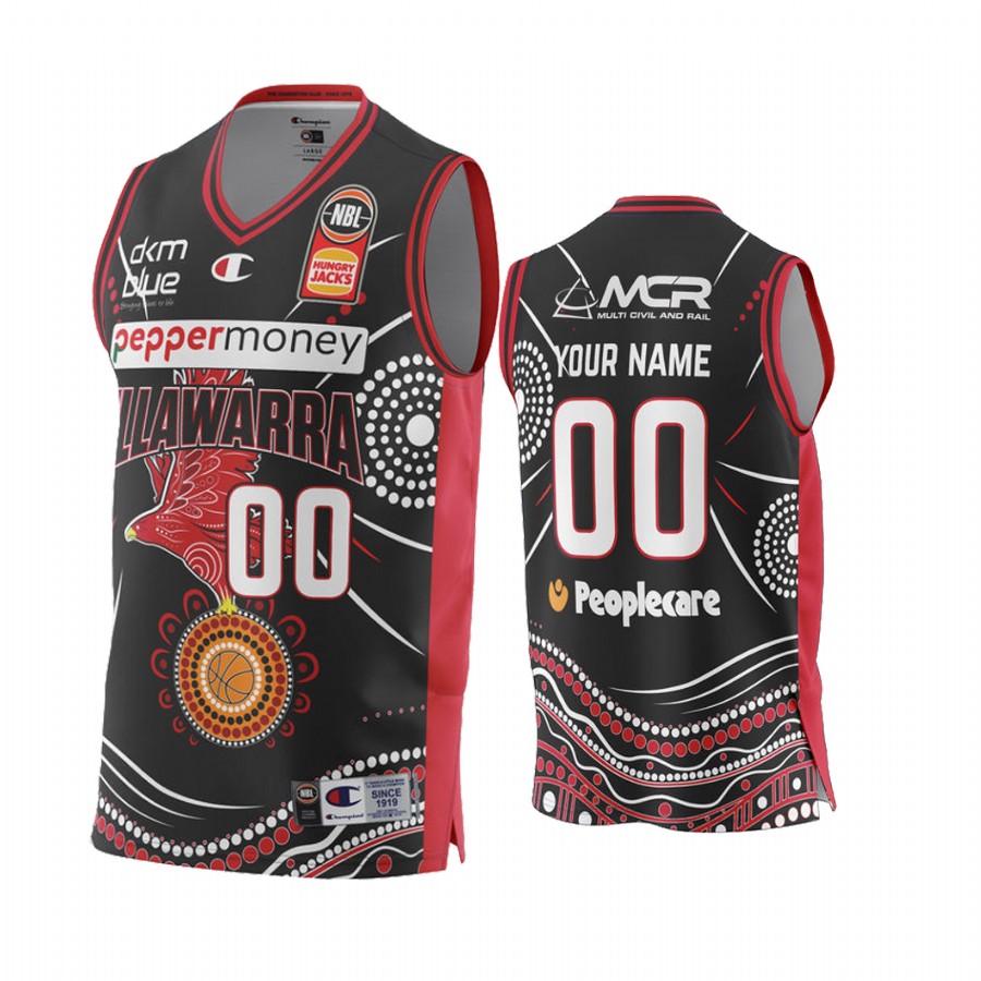 Custom Illawarra Hawks NBL Indigenous Round 2022 Jersey #00 Black Special Edition Uniform