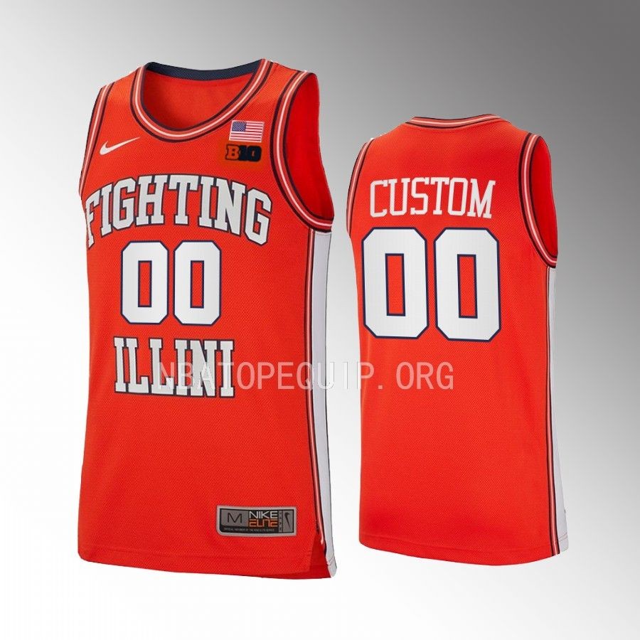 Custom Illinois Fighting Illini Orange Jersey 2022-23 Retro