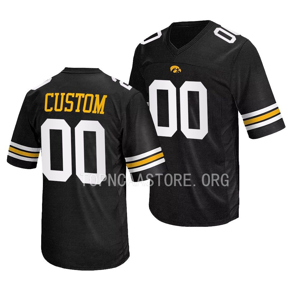 Custom Iowa Hawkeyes #00 Black Jersey 2022 Men's Uniform