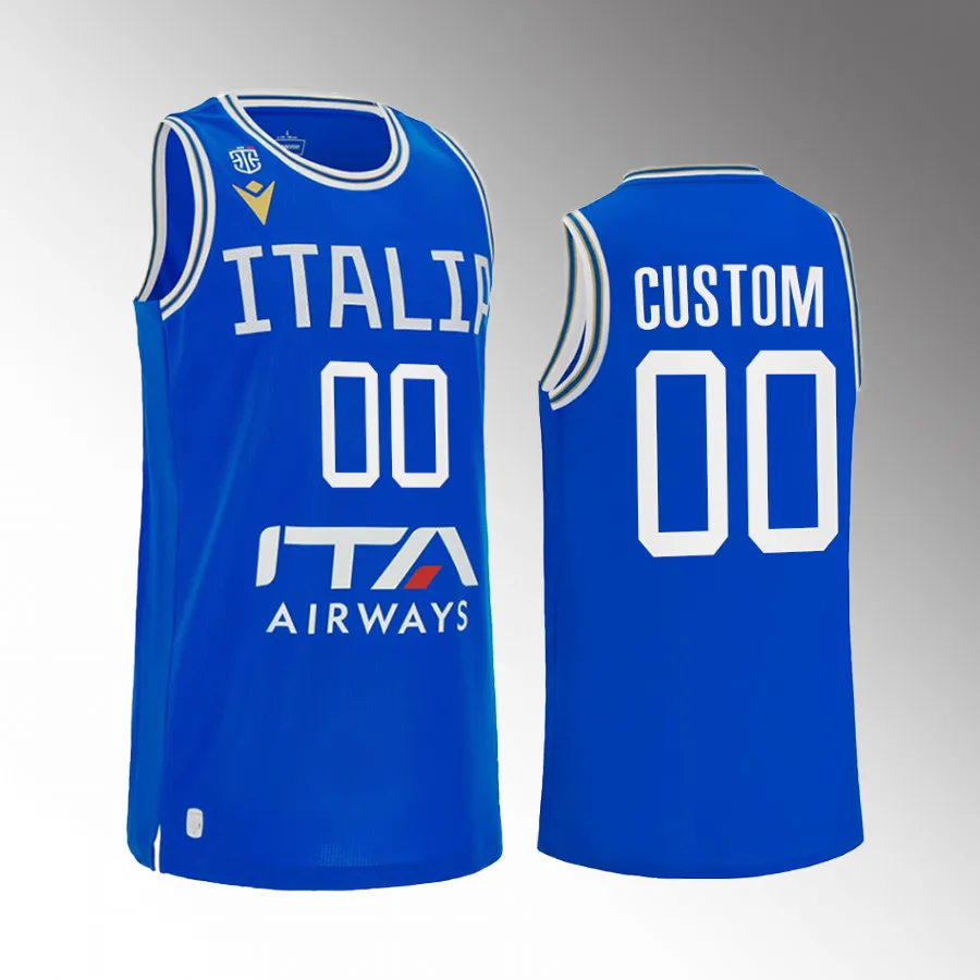 custom Italy 2023 FIBA World Cup Blue Jersey Home #00