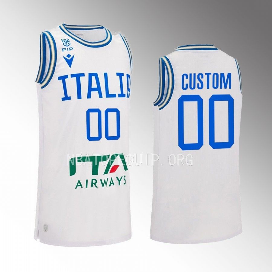Custom Italy Team #00 White Jersey 2023 Away