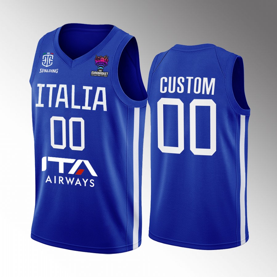 Custom Italy Team EuroBasket 2022 Blue Jersey Home #00