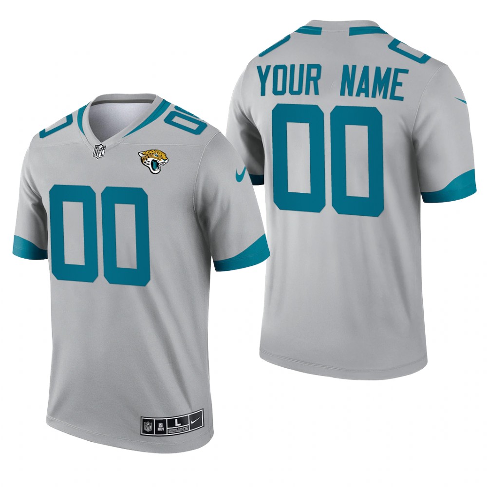 Custom Jacksonville Jaguars Silver Jersey Inverted Legend - Men's