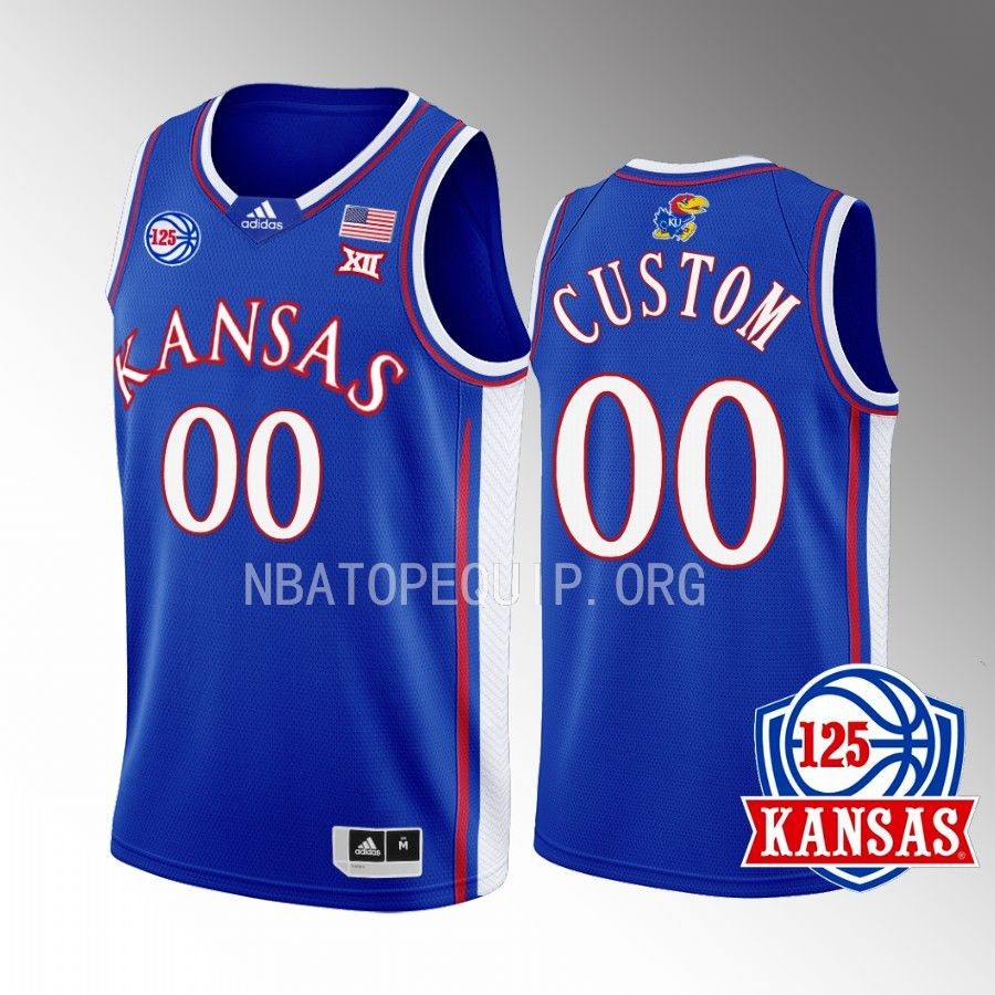 Custom Kansas Jayhawks Blue Jersey 2022-23 125th Anniversary Away