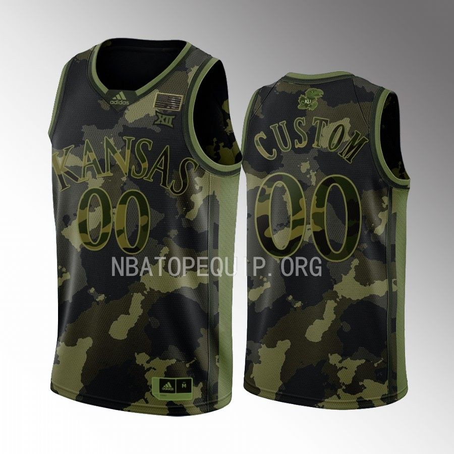 Custom Kansas Jayhawks Camo Jersey 2023 Salute To Service