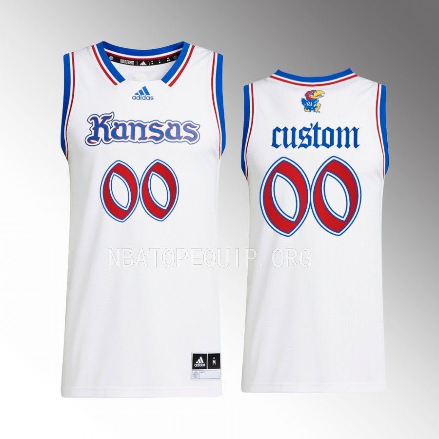 Custom Kansas Jayhawks White Jersey 2022-23 Swingman
