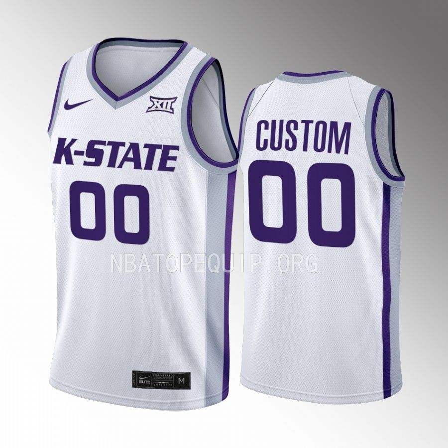 Custom Kansas State Wildcats White Jersey 2022-23 College