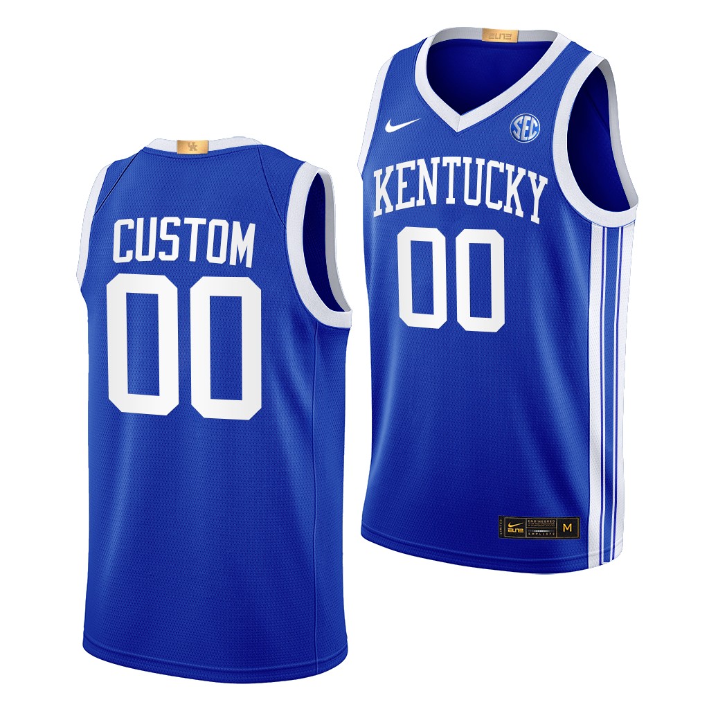 Custom Kentucky Wildcats #00 Blue Away Jersey 2022-23