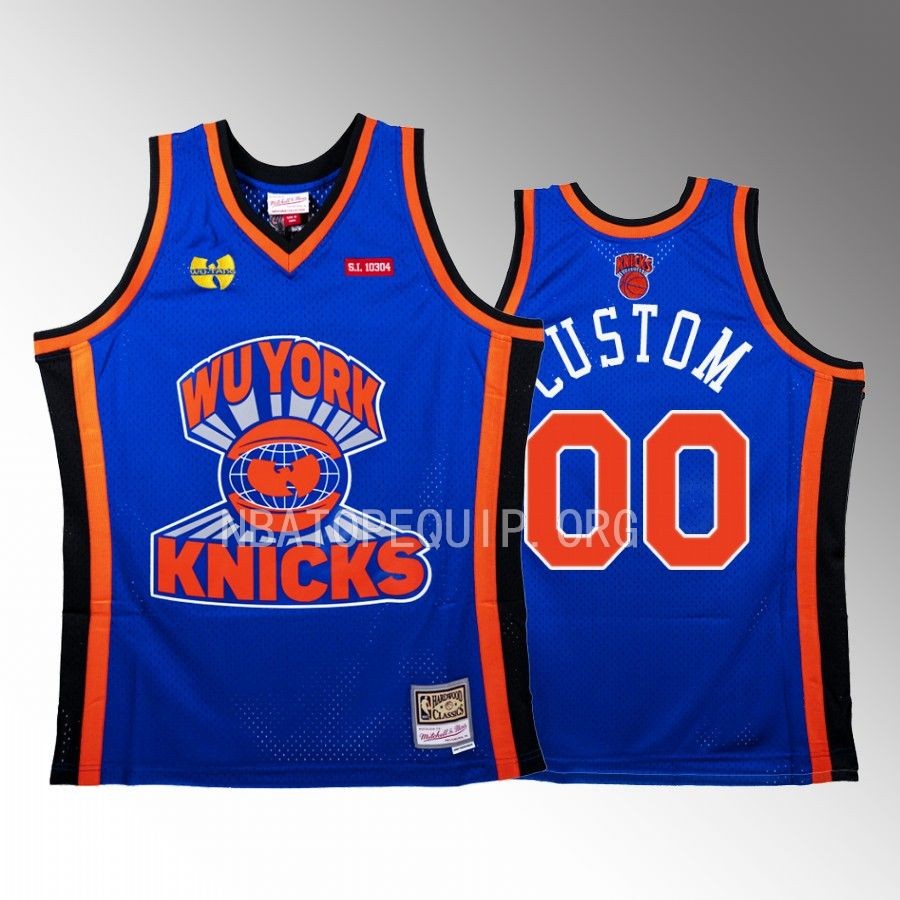 Custom Knicks x Wu-Tang Clan Jersey NBA BR Remix Blue #00 Limited Edition