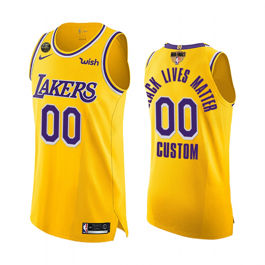 Custom LA Lakers 2020 NBA Finals G1 G4 Gold Jersey Social justice