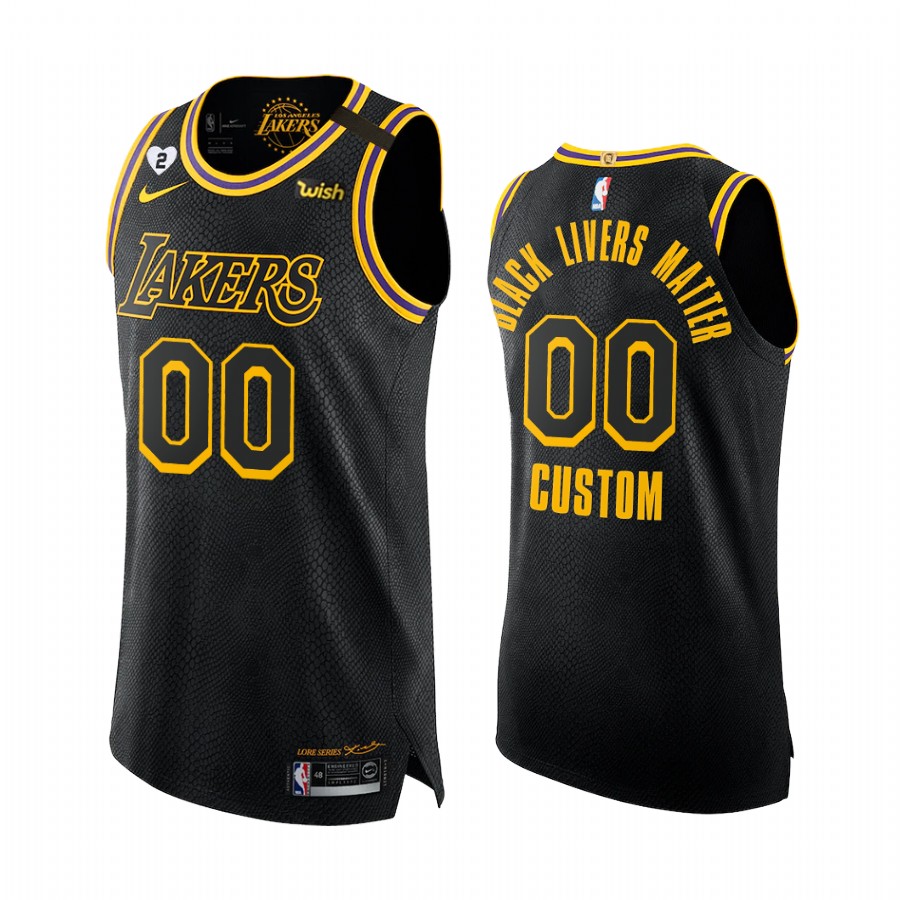 Custom LA Lakers Black BLM Mamba Jersey 2020 Playoffs