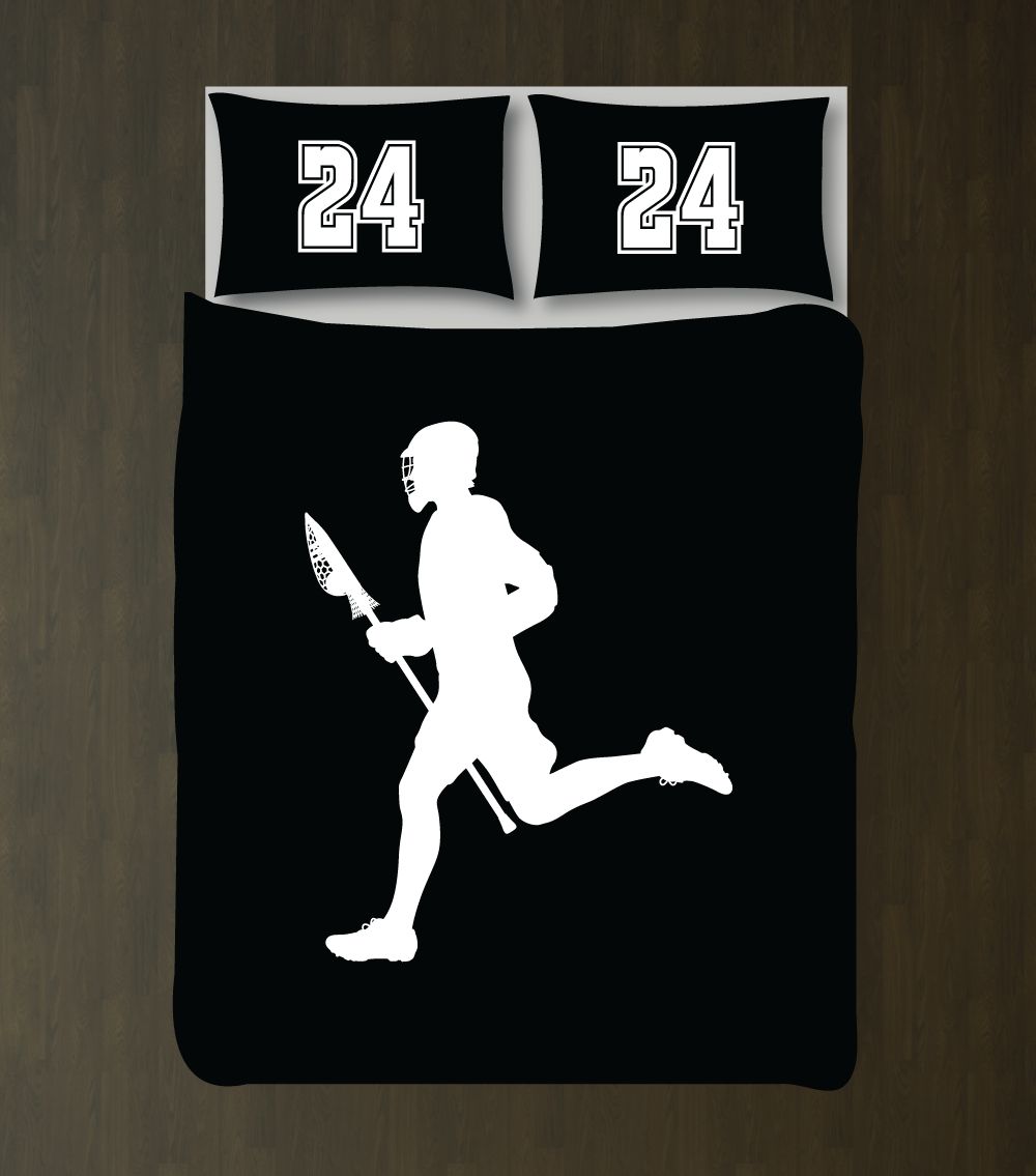 Custom Lacrosse For Boys Andhams Highchool Lax Team Teen Ports Gift White And Black 3D Customized Duvet Cover Bedding Set
