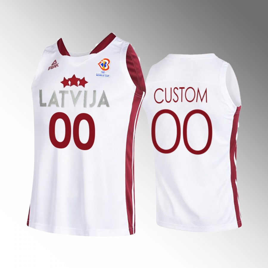 Custom Latvia 2023 FIBA World Cup White Jersey Home #00