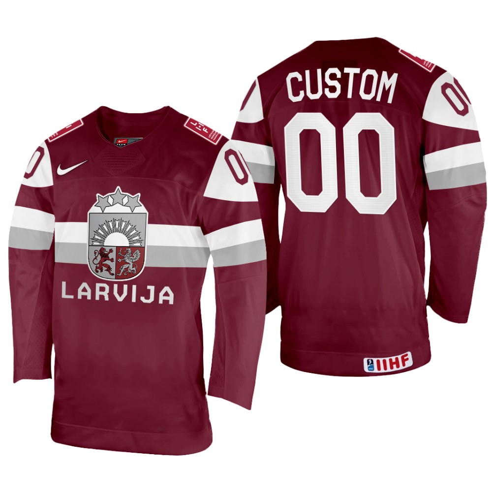 Custom Latvia Maroon Away Jersey 2022 IIHF World Championship