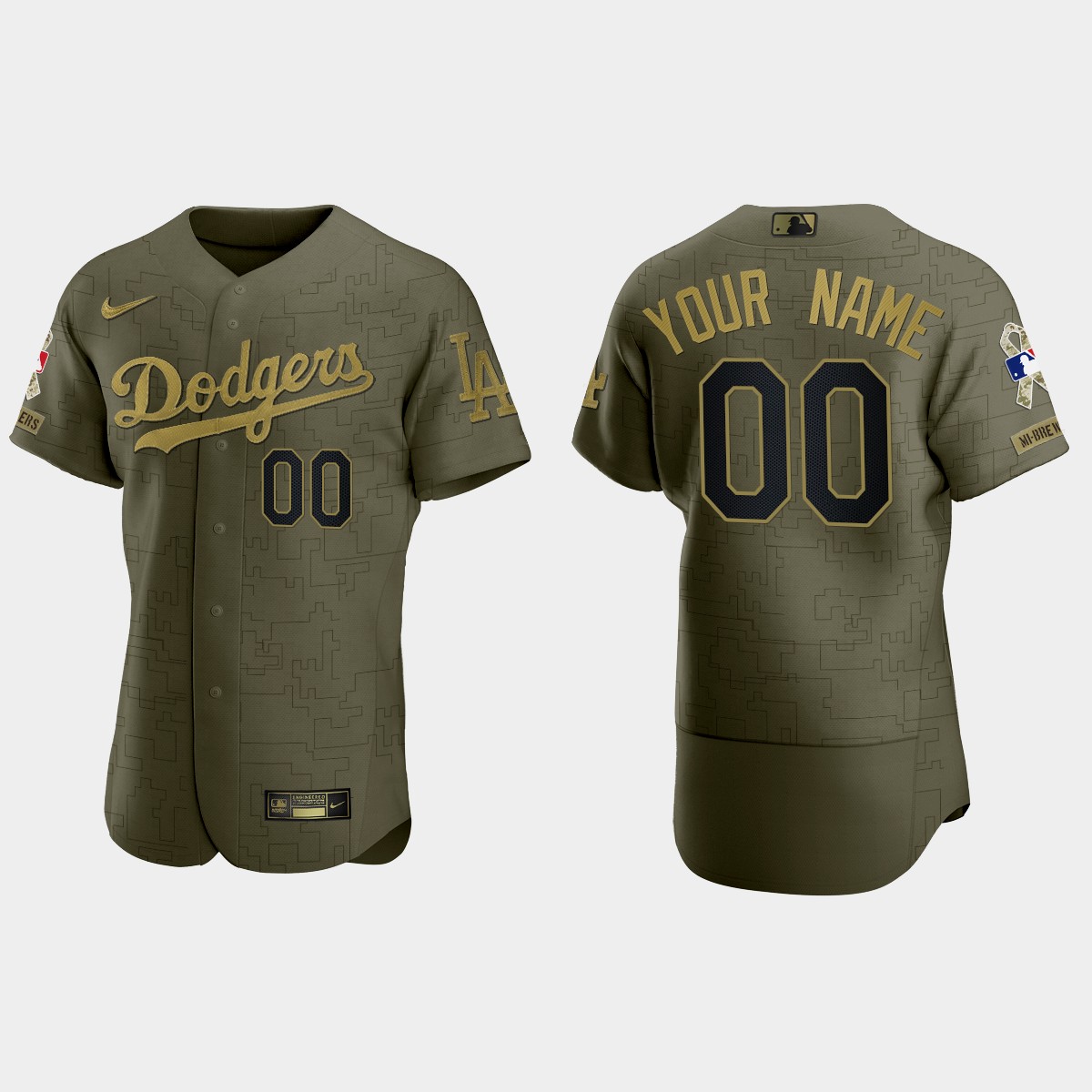 Custom Los Angeles Dodgers 2021 Salute to Service Digital Camo Jersey - Green