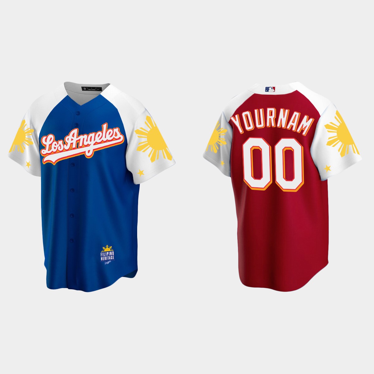 Custom Los Angeles Dodgers 2022 Filipino Heritage Night Jersey - Royal Red